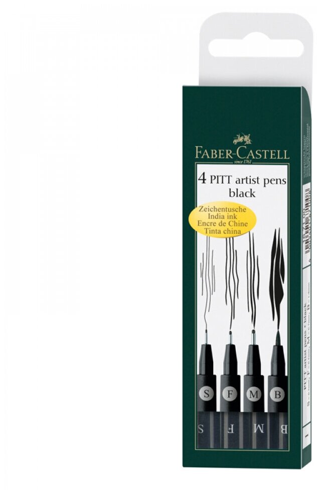 Капиллярные ручки Faber-Castell PITT® ARTIST PEN черный 4 шт. - фото №3