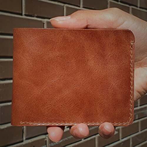 фото Кошелек konkovstudio, натуральная кожа, гладкая фактура, отделение для карт, коричневый