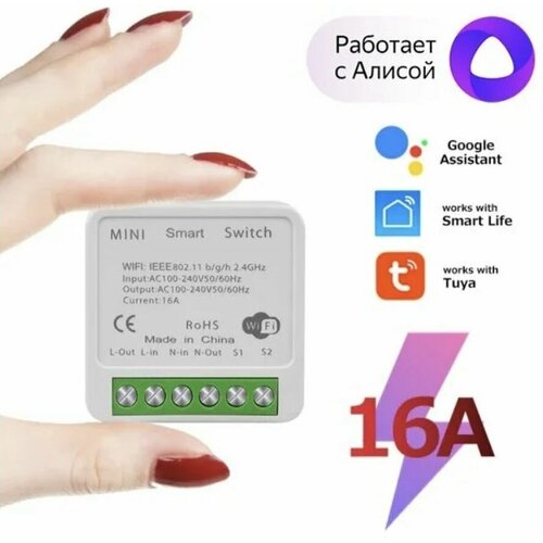 Wi-Fi выключатель реле Алиса Tuya умный Wifi модуль 16А 58700₽