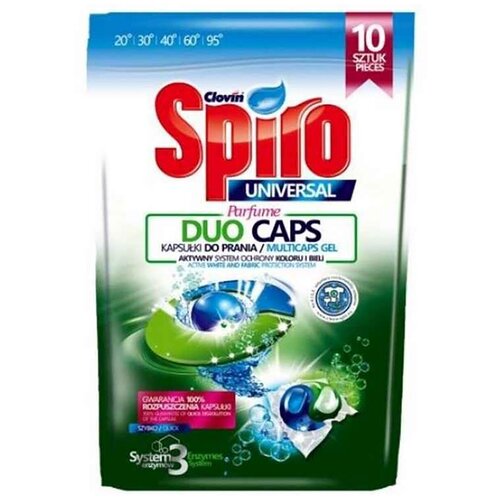 Капсулы для стирки Spiro Duo Caps, 0.197 кг, универсальное, для белых и светлых тканей, 10 шт.