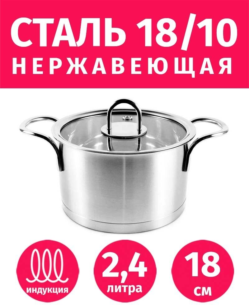 Кастрюля TimA Fashion, 2.6 л, диаметр 18 см — купить в интернет ...