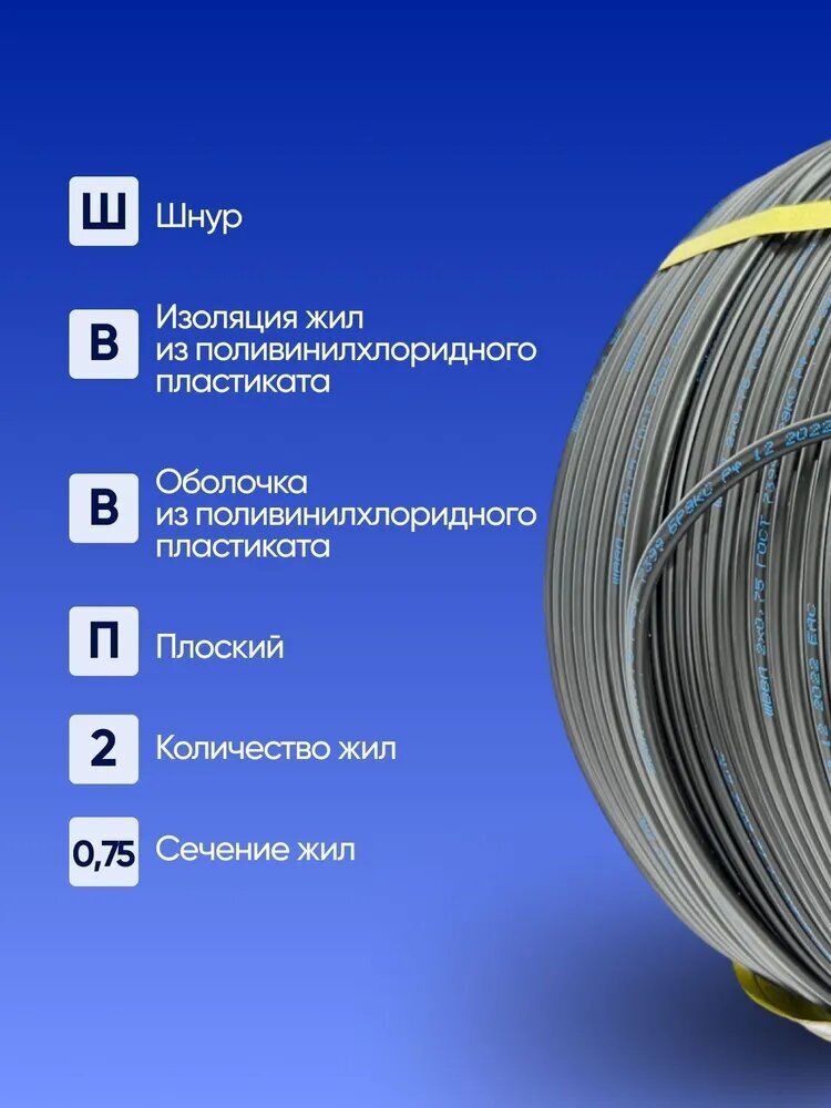 Кабель силовой медный шввп 2х0.75 10 метров - фотография № 2