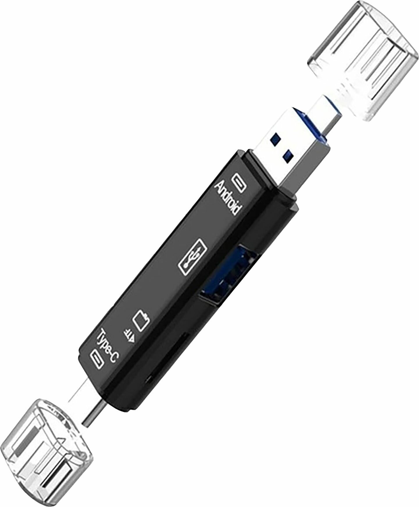 Переходник USB(+microUSB) Type-C +MicroSD черный