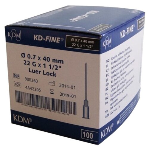 Игла инъекционная KDM KD-Fine, 40 мм x 0.7 мм, размер: 22G, 100 шт.