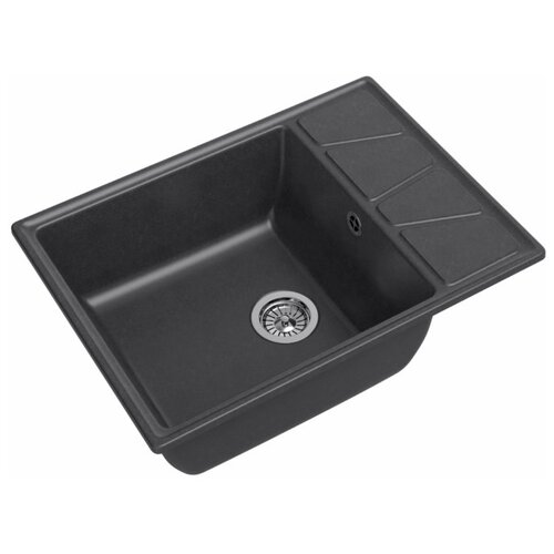 фото Мойка мрамор vertex gf-v--680l чаша с крылом 680*500мм графит granfest