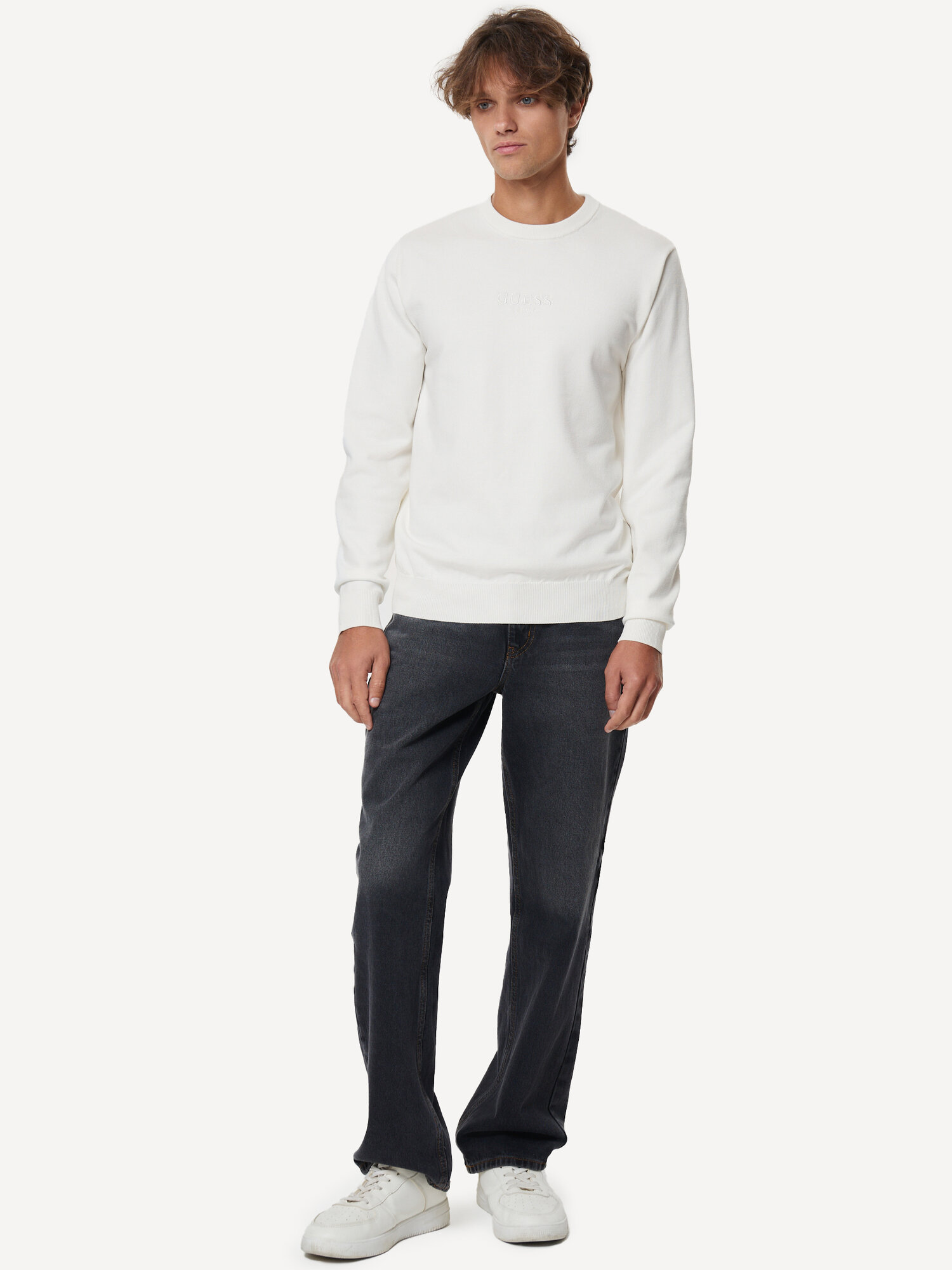 Джемпер GUESS, размер S, белый, — фото 1