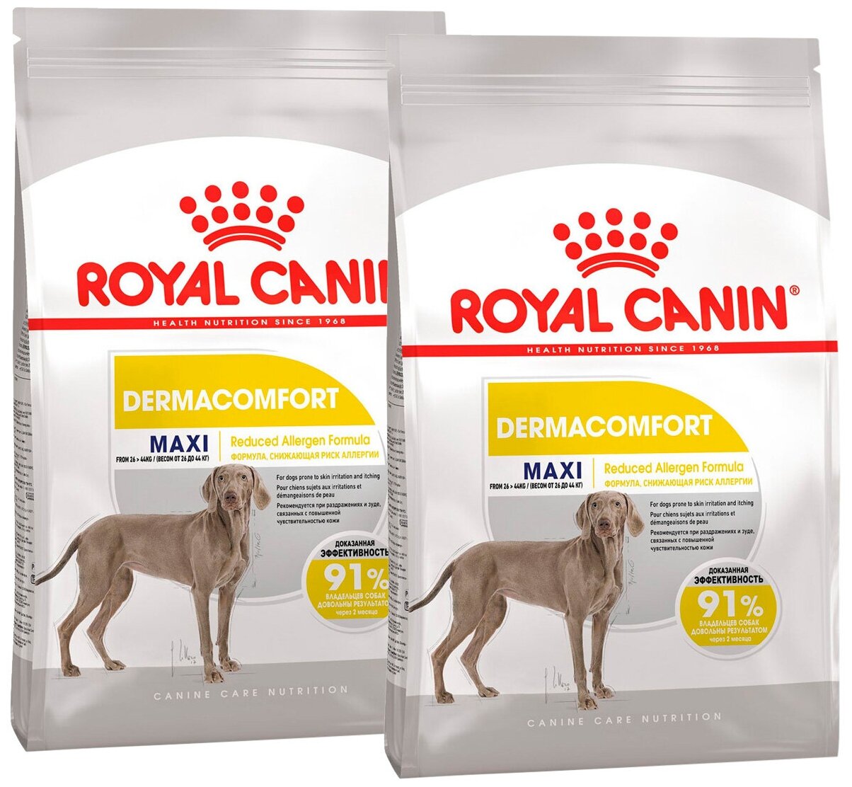 Сухой корм ROYAL CANIN MAXI DERMACOMFORT для взрослых собак крупных пород при аллергии (10 + 10 кг)