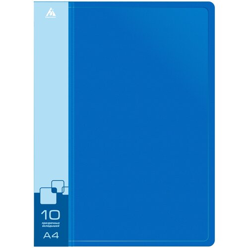 Папка с 10 прозрачными вкладышами Бюрократ -BPV10BLUE A4 пластик 0.6мм торцовый карман с бумажной вставкой синий