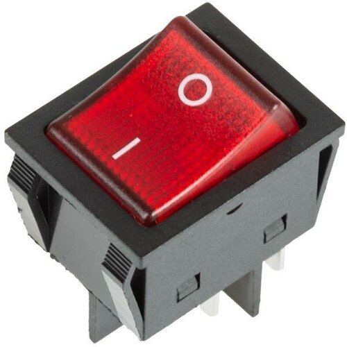 Выключатель клавишный 250В 25А (4с) ON-OFF красн. с подсветкой REXANT | код.36-2343 | Rexant (3шт. в упак.)