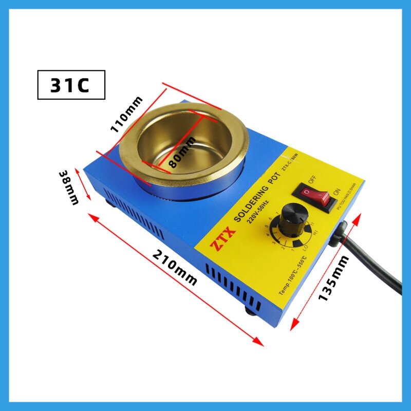 Паяльная ванна 80мм 280 Вт с регулятором температуры 100-550 С 31C .