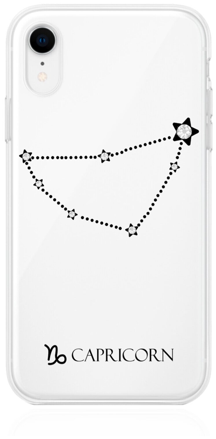 Прозрачный силиконовый чехол с кристаллами Lux для iPhone XR Знак зодиака Козерог Capricorn для Айфон 10R