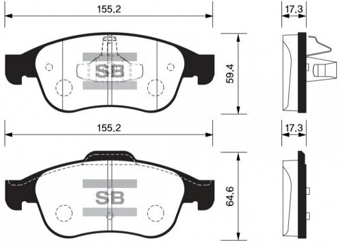 Колодки тормозные передние Sangsin Brake для RENAULT DUSTER 10-/FLUENCE 10-/MEGANE III 08-, 4 шт