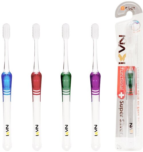 Зубная щётка с ионами серебра EQ Maxon Navi Super Silver Toothbrush, в ассортименте