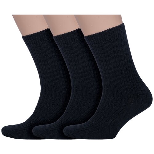 Комплект из 3 пар мужских теплых носков Hobby Line черные, размер 39-44