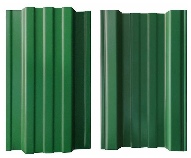 Металлический штакетник двусторонний прямой RAL 6005 зеленый мох 1,8 м с крепежом