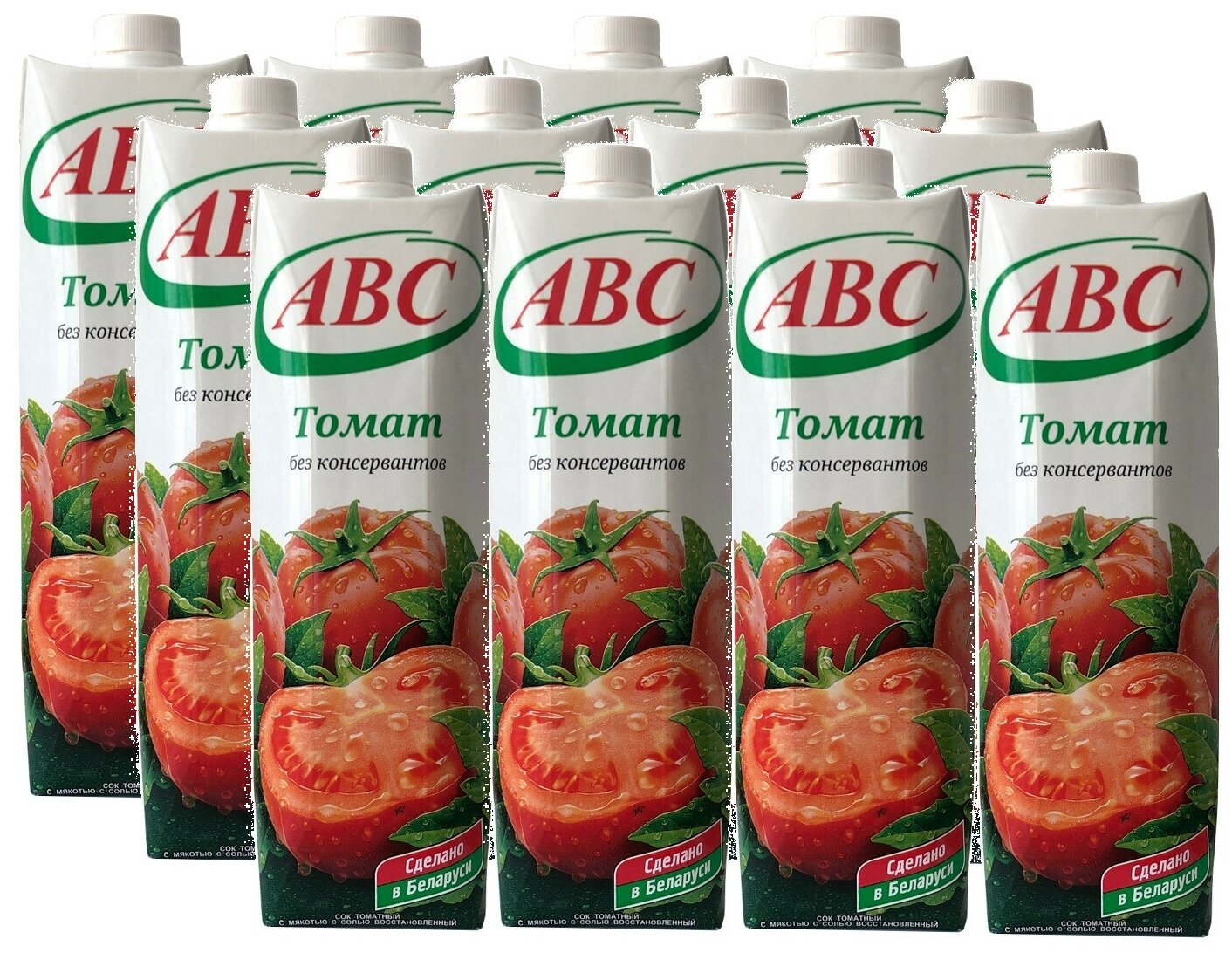 Сок томатный с мякотью с солью "ABC" 12шт по 1л - фотография № 1
