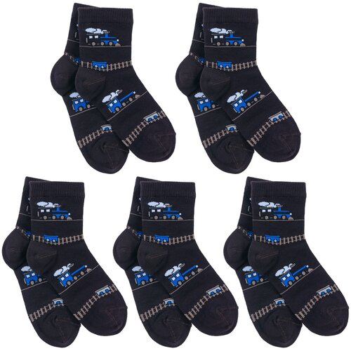 фото Комплект из 5 пар детских носков lorenzline серо-коричневые, размер 10-12