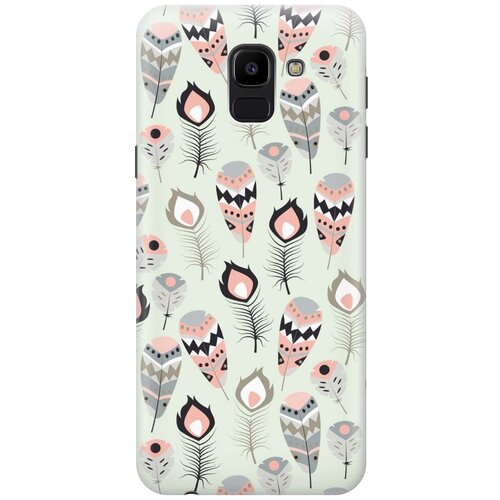 фото Gosso ультратонкий силиконовый чехол-накладка для samsung galaxy j6 (2018) с принтом "перья бохо"