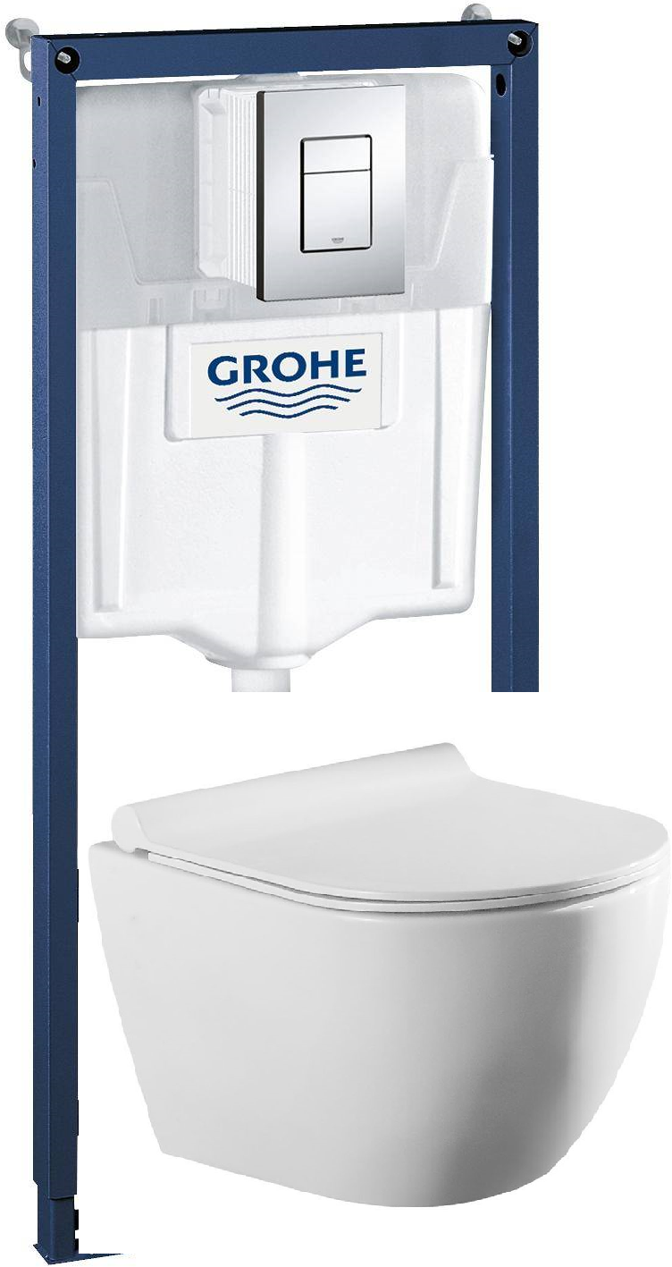 Готовый комплект Инсталляция GROHE 38772001+Унитаз Azario Geno AZ2196D+сиденье