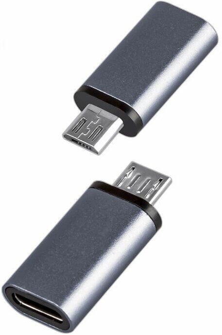 Переходник Type-C на Micro USB G-05 серый / Адаптер переходник Type-C гнездо Female (F) / Micro USB штекер Male (M)