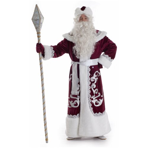 Костюм Деда Мороза Классический бархатный красный с аппликацией красный костюм деда мороза узор