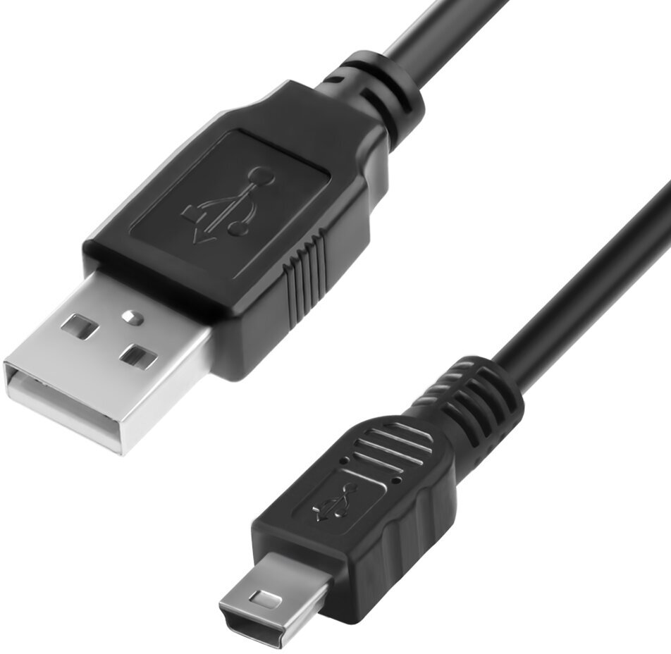 GCR Кабель 0.3m USB 2.0, AM/mini, черный, 28/28 AWG, экран, армированный, морозостойкий