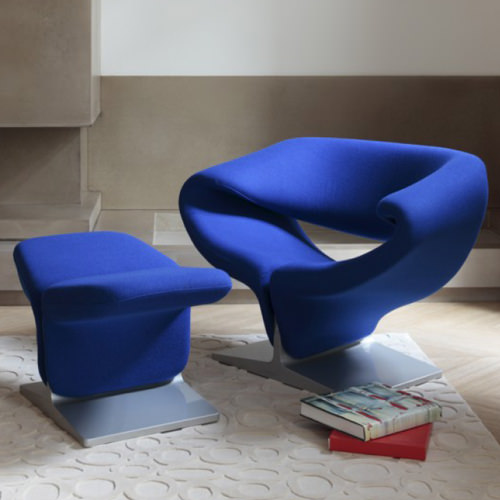 Кресло с оттоманкой в стиле Ribbon Chair by Pierre Paulin (серый, только кресло)