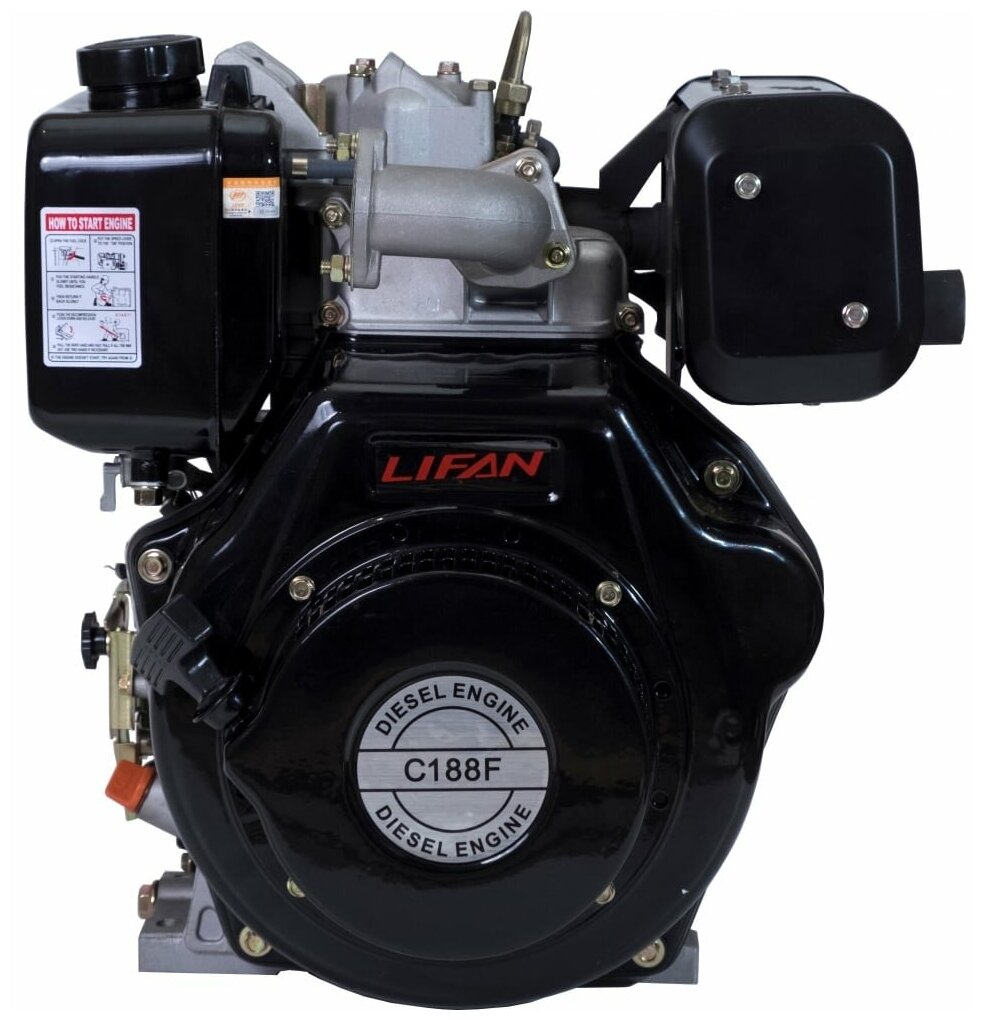 Двигатель дизельный Lifan Diesel 188F D25 (106л с 456куб вал 25мм ручной старт)