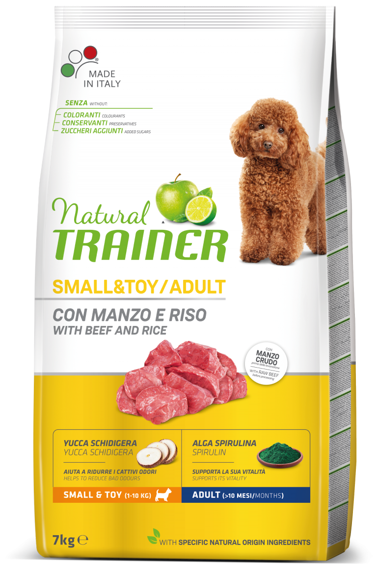 Trainer Natural 7,0кг Корм сухой для собак мелких и миниатюрных пород с говядиной и рисом