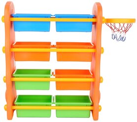 Стеллаж Edu-play с баскетбольным кольцом 84х43х106 см (KU-1701) оранжевый/зеленый/синий