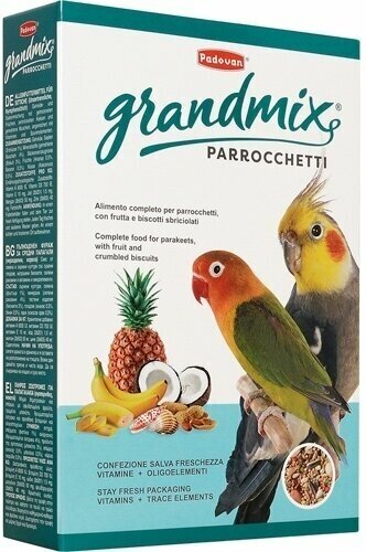 Padovan Корм для птиц Grandmix Parrocchetti для средних попугаев, 400 г
