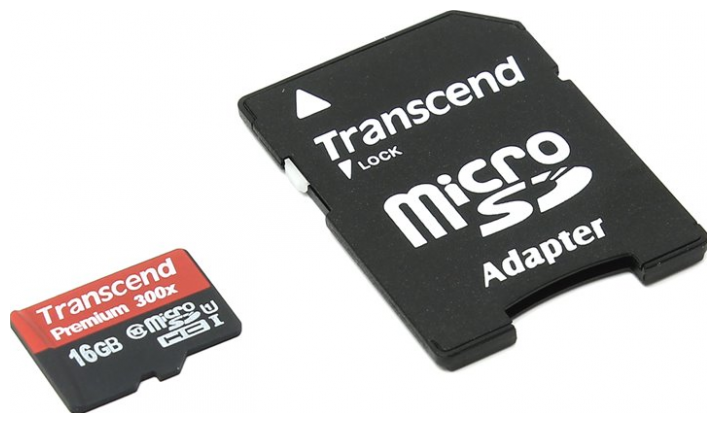 Карта памяти Transcend microSDHC 16Gb Class 10 UHS-1 + SD Adapter (TS16GUSDU1)