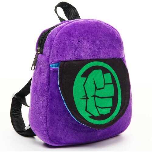 Рюкзак плюшевый на молнии с карманом 19 х 22 см Халк Мстители 529₽