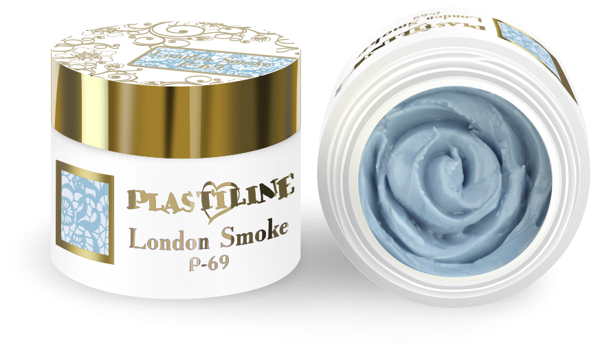 Гель-пластилин для лепки на ногтях, гель для дизайна, цвет пастельный серо-голубой P-69 London Smoke, 5 мл.