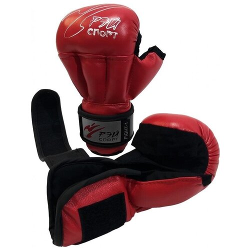 Перчатки для Рукопашного боя FIGHT-1, искожа, красный - Ray-Sport - Красный - S