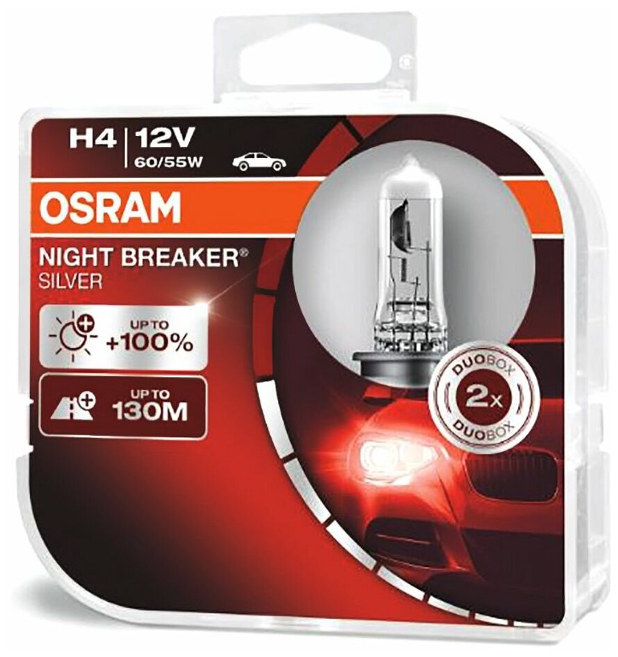 OSRAM лампа галогеновая H4 60/55 P43T К-Т 2 ШТ 64193NBSHCB
