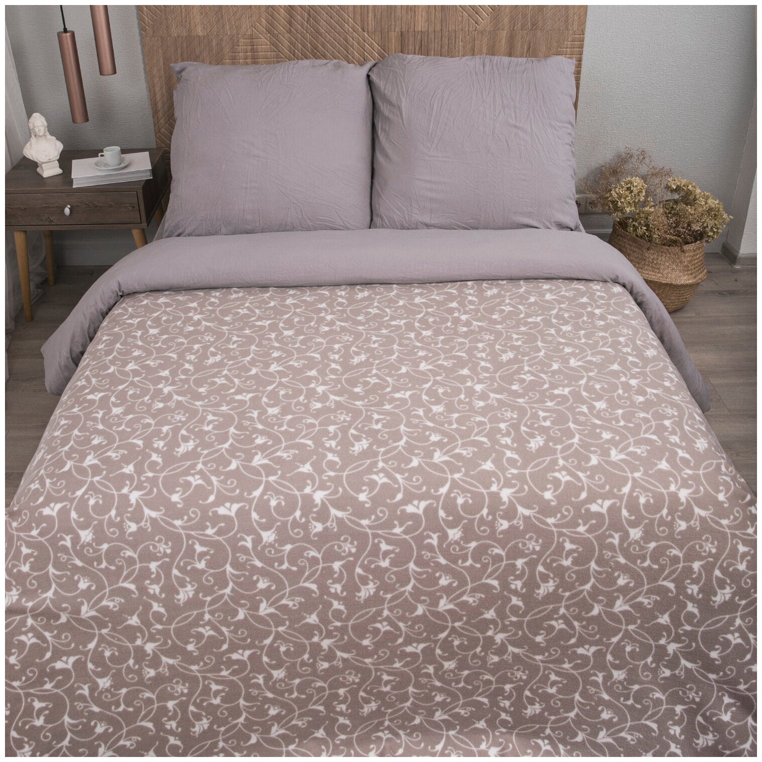 фото Плед 150х200 флисовый "Виньетки", Плед для дивана, на 1.5 кровать. Покрывало на кровать, диван