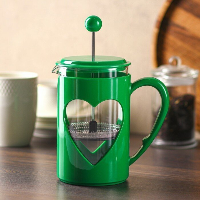 Чайник заварочный френч - пресс «Комплимент», 800 мл, стекло, цвет зелёный