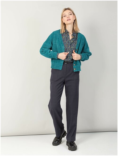 Пиджак , укороченный, размер 44, зеленый