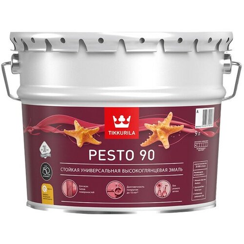 Эмаль алкидная TIKKURILA Pesto 90 база A 9л белая, арт.700001078