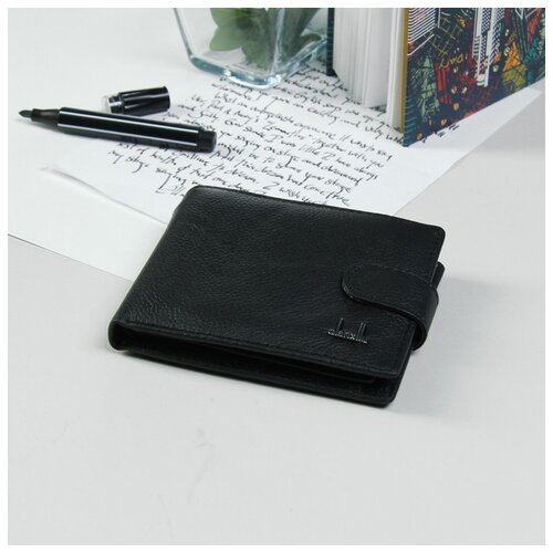 фото Кошелек муж стив, 11,5*2*9,5, 2 отд, д/карт, д/монет на клапане, чёрный 2987341 сима-ленд