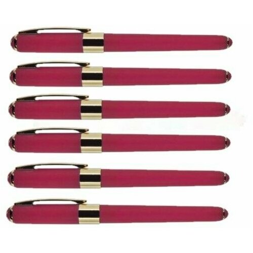 Набор 6 штук - Ручка шариковая BRUNO VISCONTI Monaco, пурпурный корпус, узел 0,5 мм, линия 0,3 мм, синяя, 20-0125/22