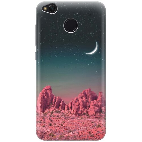 фото Gosso ультратонкий силиконовый чехол-накладка для xiaomi redmi 4x с принтом "месяц над розовыми горами"