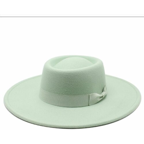 Шляпа , размер 56, зеленый женская фетровая шляпа в британском стиле классическая фетровая шляпа с широкими полями 8 см для церкви и осени и зимы