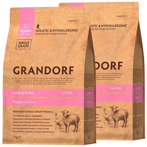 grandorf adult large breeds lamb GRANDORF PUPPY ALL BREEDS LAMB & RICE для щенков всех пород, беременных и кормящих сук низкозерновой с ягненком и рисом (3 + 3 кг)