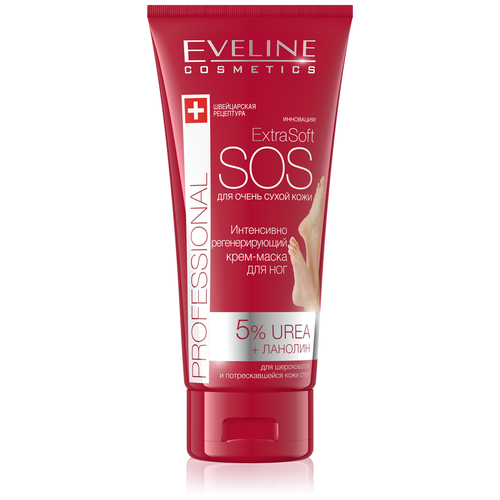 Eveline Cosmetics Крем-маска для стоп Extra Soft Sos Actively Regenerating Foot Cream Mask, 100 мл, 100 г, 1 уп.