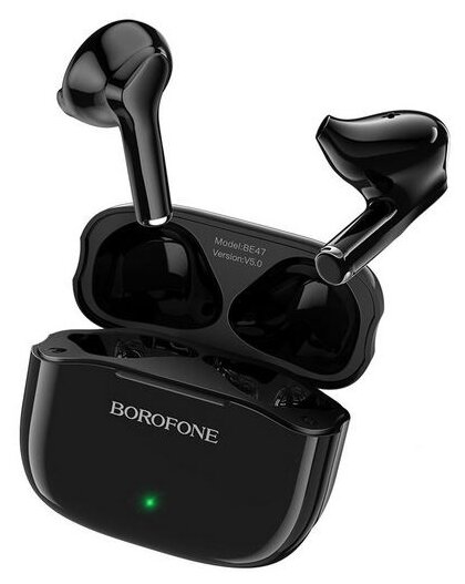 Bluetooth наушники вкладыши с микрофоном Borofone BE47 Perfecto TWS, беспроводная гарнтитура, черная