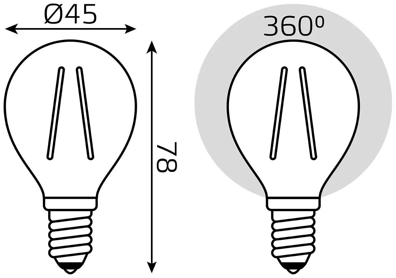 Лампочка светодиодная Е14 Шар 7W нейтр-белый свет 4100К (3 лампы в комплекте) Gauss Filament