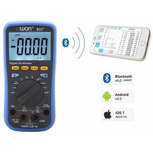 Мультиметр B33+ OWON iOS Android Windows Bluetooth 4.0 высокая точность разрядность 3999