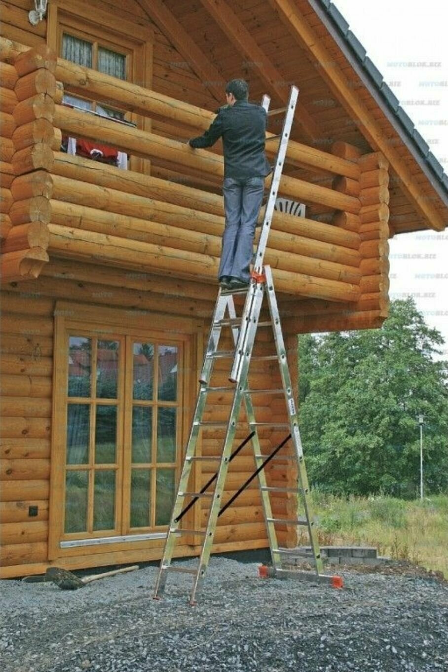 Стремянка Krause Corda алюминий 10ступ. H7м макс.нагр.:150кг (010407) - фото №11